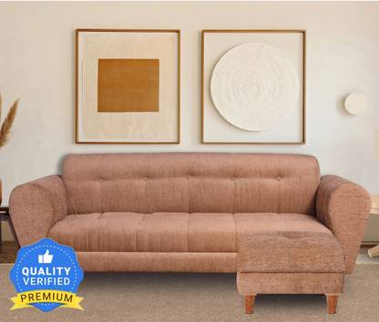 Seventh Heaven Milan with Ottoman, Chenille Molfino Fabric Fabric 4 Seater Sofa  (Finish Color - Beige, DIY(Do-It-Yourself))