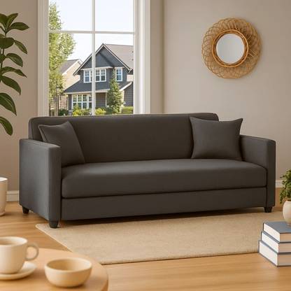 WAKESURE Premium Quality Jute Fabric 3 Seater Sofa  (Finish Color - Dark Grey, DIY(Do-It-Yourself))