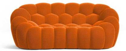 India wood mart Wooden Bubble Design Sofa Orange for Living Room,Bedroom,Office,Apartment Half-leather 2 Seater  Sofa