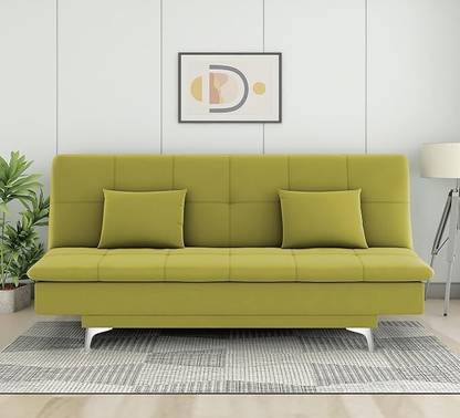 Comfort Zone Hub 3 Seater Sofa Cum Bed Suede with 2 Cushions Suitable for All Indoor Solid Wood 3 Seater  Sofa