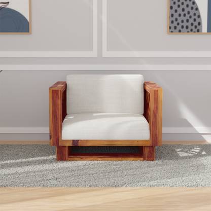 Wakeup India Cushy lounger Sofa | Sheesham Wood Fabric 1 Seater  Sofa