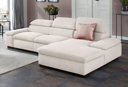 fabrique Impressa L Shape LHS Velvet Fabric 5 Seater  Sofa