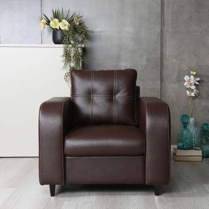 ARRA Tanaka Fully Upholstered One Seater Cushion Back Sofa Leatherette 1 Seater  Sofa