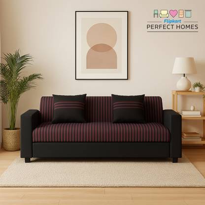 Flipkart Perfect Homes New Crete Striped Design Fabric 3 Seater  Sofa