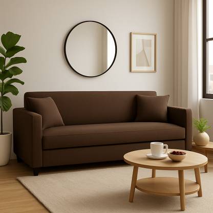 WAKESURE Premium Quality Jute Fabric 3 Seater  Sofa
