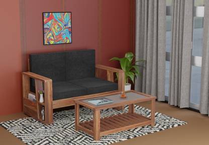 WOODTREND Solid Sheesham Wood 2 Seater Sofa For Living, Waiting Room/ Office Fabric 2 Seater  Sofa