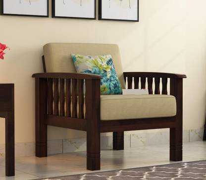 Cherry Wood Sheesam Fabric 1 Seater  Sofa