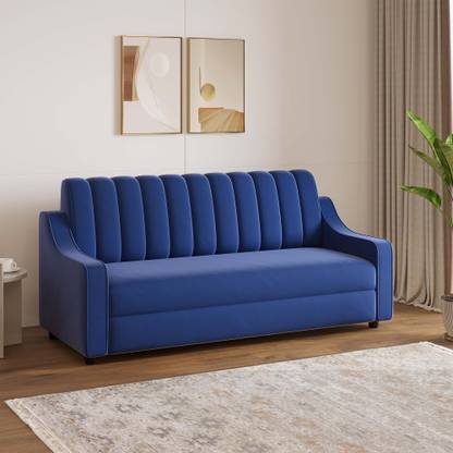 SunGrain Sleek Tufted Velvet 3-Seater Sofa | Premium Comfort | Fabric 3 Seater  Sofa