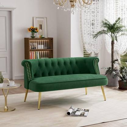 Soul Light Art Velvet Loveseat Sofa, Modern 2 Seater Sofa Fabric 2 Seater Sofa