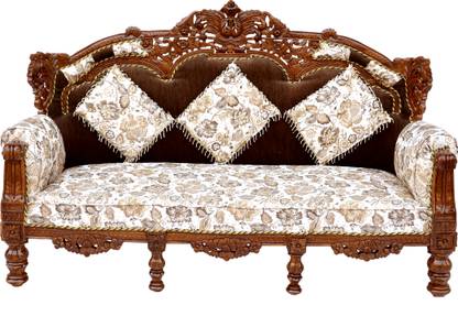 Wood Master Sre Wooden sheesham Sofa Set with Cushion for Living Room Bedroom 3 Seater Sofa Fabric 3 Seater  Sofa