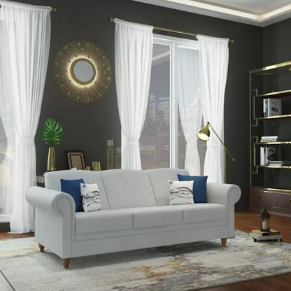 Torque Rockford 3 Seater Fabric Sofa, Furniture for Living Room, Office - Grey Fabric 3 Seater  Sofa