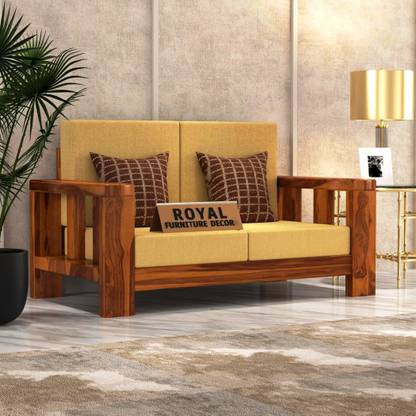 Royal Furniture Decor Solid Wood 2 Seater Wooden Sofa set for living Room Furniture Fabric Fabric 2 Seater  Sofa