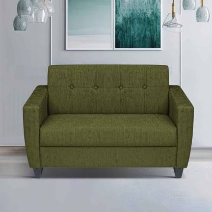 ARRA New Remo Two Seater Sofa in Grass Green Color Fabric 2 Seater  Sofa
