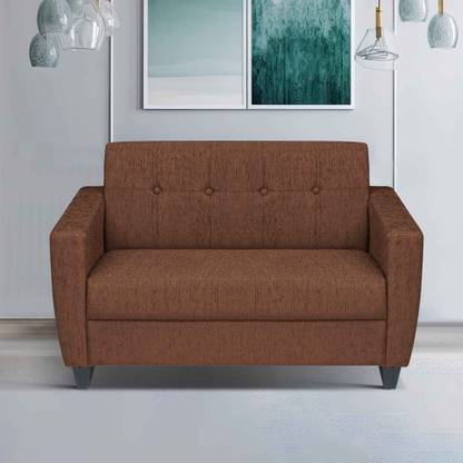 ARRA New Remo Two Seater Sofa in Dark Browne Color Fabric 2 Seater Sofa