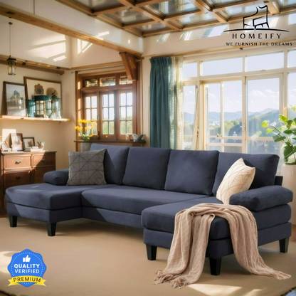 Homeify Ashton 4 Seater Fabric U-Shaped Sectional Sofa for Living Room Fabric 4 Seater Sofa