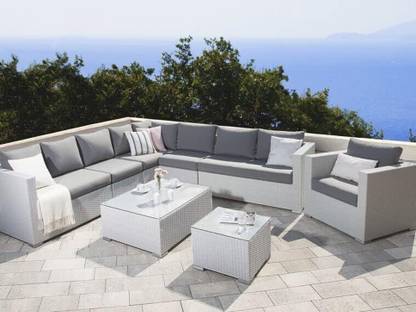 Mymigos 7-Piece L-Shaped Outdoor Sectional Sofa Set Fabric 10 Seater Sofa