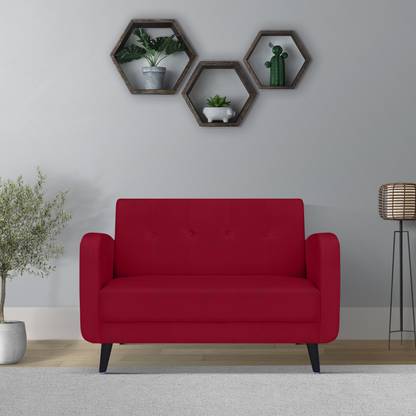ARRA Rome Velvet 2 Seater Sofa in Maroon Colour Fabric 2 Seater  Sofa