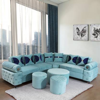 Urban Daily Dora L Shaped Fabric 8 Seater  Sofa