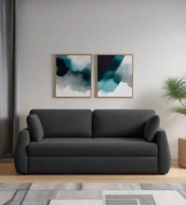 Mintwud from Pepperfry Indigo Sheesham Wood 3 Seater Sofa/Wooden Fully Upholstered 3 Seater Sofa Solid Wood 3 Seater  Sofa
