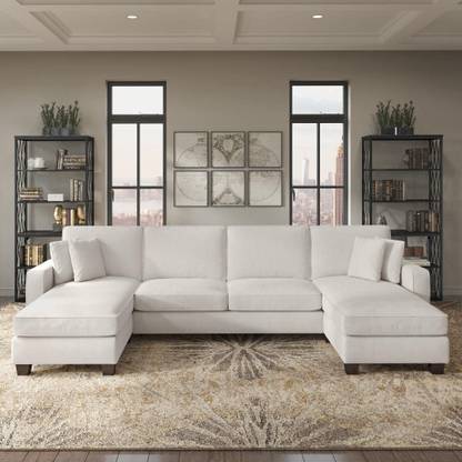 Torque Moscow 6 Seater U Shape Double Chaise Lounge Sofa For Living Room - Beige Fabric 6 Seater  Sofa