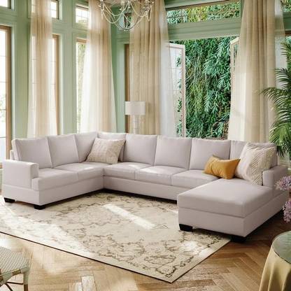 Comfort Couch Orbit 9 Seater Large Upholstered U-Shape Sectional Sofa Set Fabric 9 Seater  Sofa