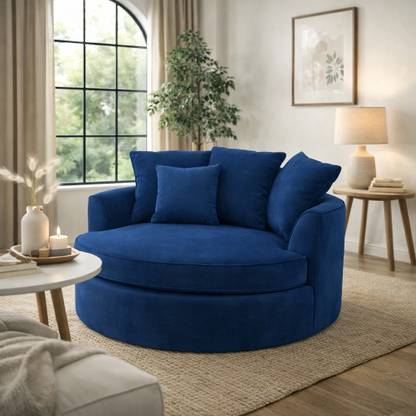 sofynest Velvet Fully Upholstered Rounded Double Seater Sofa Fabric 2 Seater  Sofa