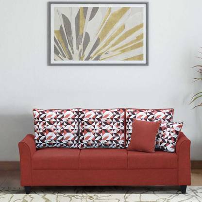 ARRA Regal Three Seater Sofa Rust Color Fabric 3 Seater  Sofa