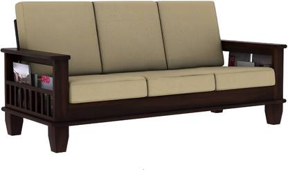 Dholamaru Solid Sheesham Wood Three Seater Pocket Sofa For Living Room/ Office || Fabric 3 Seater  Sofa