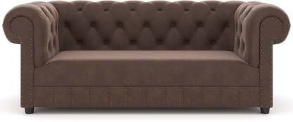 Decorhand Chesterfield 3-Seater Sofa -Plush Velvet, Deep Seating for Relaxation Fabric 3 Seater  Sofa