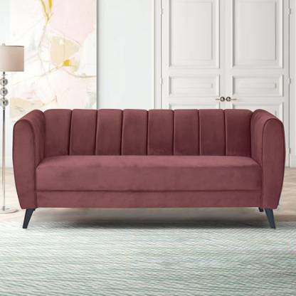 ARRA Jio Three Seater Sofa Dark Pink Fabric 3 Seater Sofa