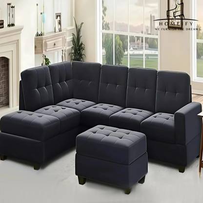 Homeify Ciesta Fabric 5- to 6-Seater Sofa L Shape Sofa Set with Storage Ottoman Fabric 6 Seater  Sofa