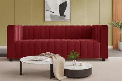 Dr Smith Modern Velvet 3 Seater Sofa | Contemporary Living Room Fabric Sofa Fabric 3 Seater  Sofa