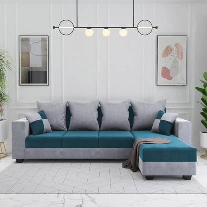 Sleepify Credia 6 Seater Fabric RHS Sectional L Shape Sofa Set Fabric 6 Seater  Sofa
