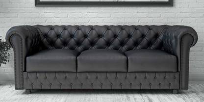 Klenta Home Decor Leatherette Chesterfield Three Seater Button Tufted Sofa For Living Room || Leatherette 3 Seater  Sofa
