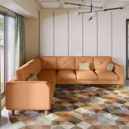 Godrej Interio Zompy L-Shape Fabric 5 Seater  Sofa