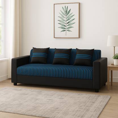 Flipkart Perfect Homes New Crete Striped Design Fabric 3 Seater  Sofa