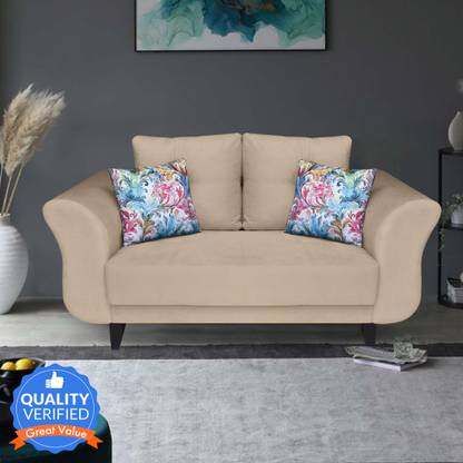CARLTON LONDON Miami Two Seater Cushion Back Sofa With 3 Years Warranty Fabric 2 Seater  Sofa