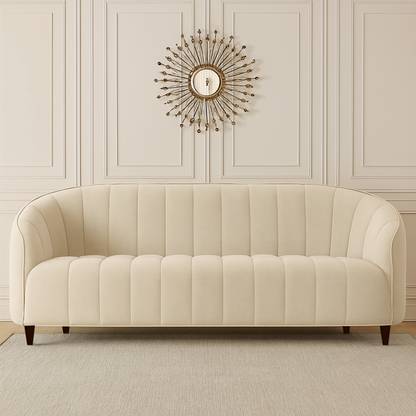 CARLTON LONDON Amelia Three Seater Velvet Fabric Sofa Fabric 3 Seater  Sofa