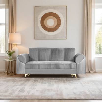 Seventh Heaven Venice 3 Seater Sofa, Extra Spacious, Plush Suede Fabric: 2 Year Warranty Fabric 3 Seater Sofa  (Finish Color - Grey, DIY(Do-It-Yourself))