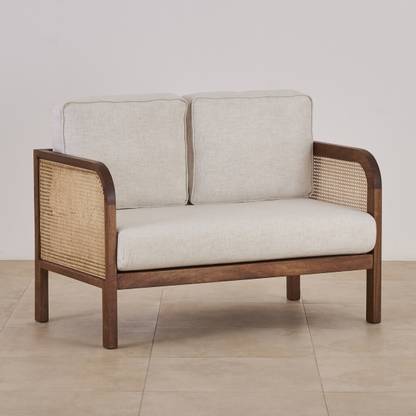 Home Centre Cane Fabric 2 Seater Sofa