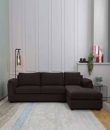 VIVID Daniel Fabric Biege 4 Seater LShaped Lounger Sofa Fabric 4 Seater  Sofa