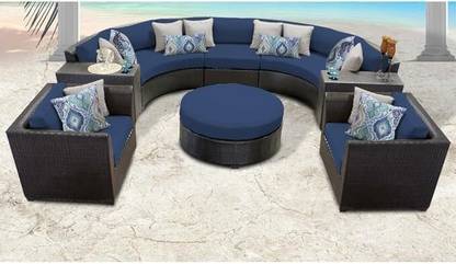 Mymigos 7 Seater Outdoor Indoor Garden Sectional Wicker Half Moon Round Sofa Fabric 7 Seater  Sofa