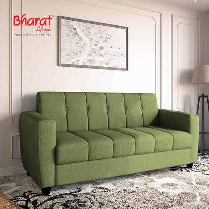 Bharat Lifestyle Deno Fabric 3 Seater Sofa  (Finish Color - Green, DIY(Do-It-Yourself))
