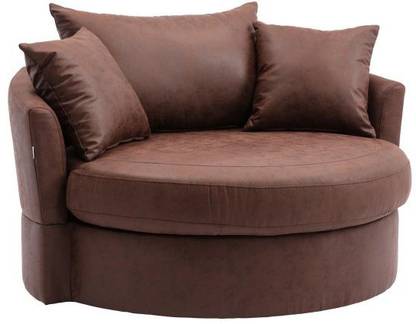 Smarts collection Wooden Modern Round Accent Sofa Barrel Chair With 3 Pillows Fabric 2 Seater  Sofa