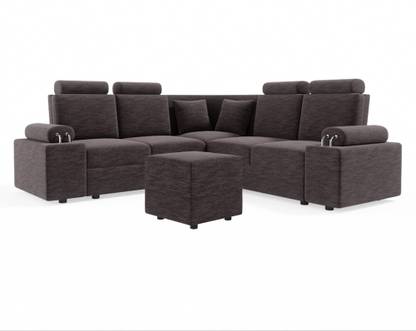 Sekar Lifestyle L Shape Corner [Steel Handles] With Box Moda Fabric 4 Seater  Sofa