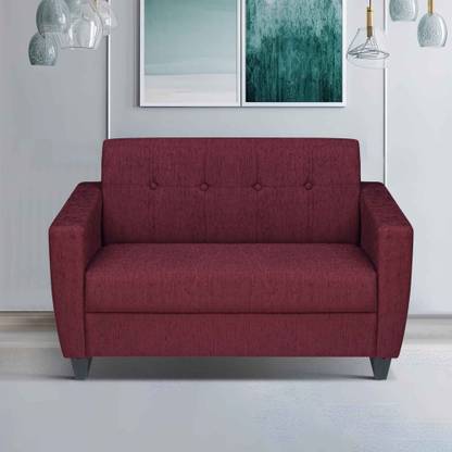 ARRA New Remo Two Seater Sofa in Maroon Color Fabric 2 Seater  Sofa