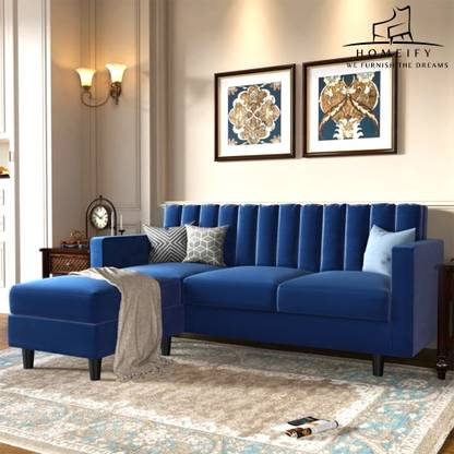 Homeify Adrista L Shape 3 Seater Reversible Sofa with Ottoman for Living Room Fabric 3 Seater  Sofa