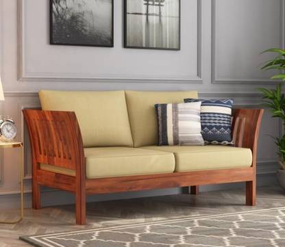 Ratandhara Furniture Solid Sheesham Wooden 2 Seater Sofa for Living Room | Fabric 2 Seater  Sofa
