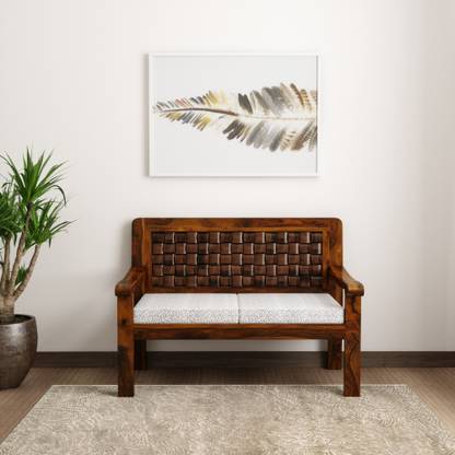 Home Edge Wooden Weave Sheesham Fabric 2 Seater  Sofa