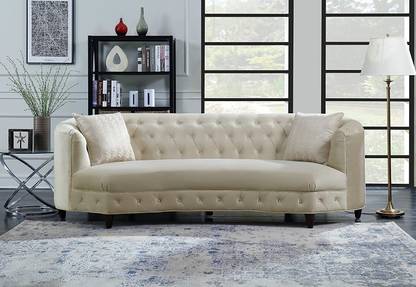 CASAWORLD Velvet Tufted Sofa, Loveseat, Chaise Lounge, Sectional Sofa For Living Room Fabric 3 Seater  Sofa